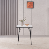 Masa dining MDF alb metal negru Nalak 70x70x75 cm