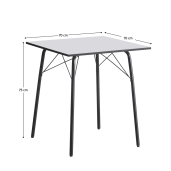 Masa dining MDF alb metal negru Nalak 70x70x75 cm