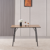 Masa dining MDF stejar artisan metal negru Nalak 120x75x75 cm