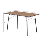 Masa dining MDF stejar artisan metal negru Nalak 120x75x75 cm