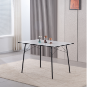 Masa dining MDF alb metal negru Nalak 120x75x75 cm