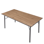 Masa dining MDF stejar artisan metal negru Nalak 160x80x75 cm