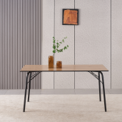 Masa dining MDF stejar artisan metal negru Nalak 160x80x75 cm