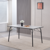 Masa dining MDF alb metal negru Nalak 160x80x75 cm
