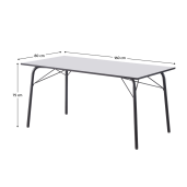Masa dining MDF alb metal negru Nalak 160x80x75 cm