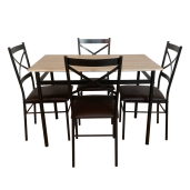 Set masa 4 scaune stejar sonoma negru maro Naren 110x70x75 cm