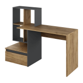 Birou DTD stejar artisan gri grafit Nereo 145x52x111.6 cm