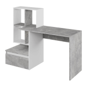 Birou DTD gri beton alb Nereo 145x52x111.6 cm