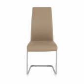 Scaun dining piele ecologica maro taupe metal gri Nobata 42x56x99 cm