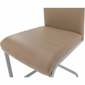 Scaun dining piele ecologica maro taupe metal gri Nobata 42x56x99 cm