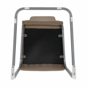 Scaun dining piele ecologica maro taupe metal gri Nobata 42x56x99 cm