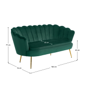 Canapea catifea verde smarald Noblin 160x76x77 cm