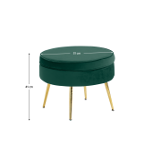 Taburet catifea verde smarald crom auriu Noblin 51x41 cm