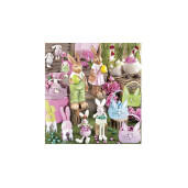Set 3 figurine Iepurasi suspendabili din textil roz verde crem 6x14 cm