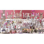 Set 3 figurine Iepurasi suspendabili din textil multicolor 18 cm