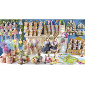 Set 4 figurine Iepurasi suspendabili din textil multicolor 14x34 cm