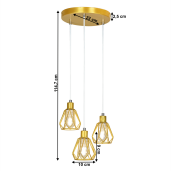 Lustra metal auriu Okira 22x22x114.7 cm