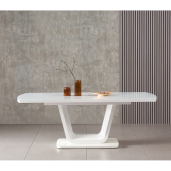 Masa dining extensibila alb lucios Olav 160-200x90x75 cm