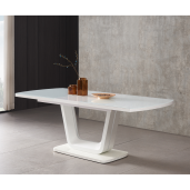 Masa dining extensibila alb lucios Olav 160-200x90x75 cm