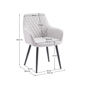 Fotoliu de design textil gri metal negru Oskor 55.5x58.5x83.5 cm