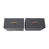 Noptiera, 2 sertare, din panza negru gri inchis, Palmera, 45x30x51 cm