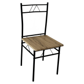 Set masa, 4 scaune mdf stejar, metal negru Paon 110x60x74 cm, 40x40x86 cm