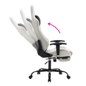 Scaun birou, gaming textil alb negru plastic negru Papibas 66x67x129-139 cm