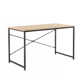 Birou cu blat mdf natur stejar si picioare metal negru Mellora 100x60x72 cm