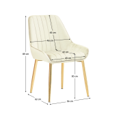 Scaun catifea bej crom auriu Perlia 56x62x89 cm