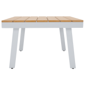 Set mobilier gradina otel alb stejar gri Pelor 258/182x75x65/79 cm, 70x70x45 cm
