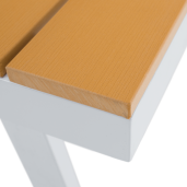 Set mobilier gradina otel alb stejar gri Pelor 258/182x75x65/79 cm, 70x70x45 cm