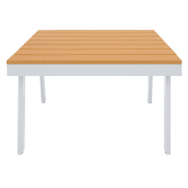 Set mobilier gradina otel alb stejar gri Pelor 258/182x75x65/79 cm, 70x70x45 cm