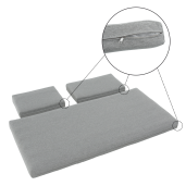 Set mobilier gradina otel alb stejar gri Pelor 258/182x75x65/79 cm, 70x70x45 cm