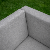 Set mobilier gradina otel alb stejar gri Pelor 258/182x75x65/79 cm, 70x70x45 cm