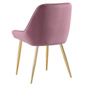 Scaun dining catifea roz metal auriu Perlia 56x62x89 cm