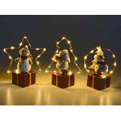Set 3 figurine Craciun cu leduri 11.5x7x15.5 cm