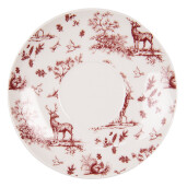 Set ceasca cu farfurioara portelan bej rosu Ren 12x9x6 cm, 14x2 cm, 200 ml