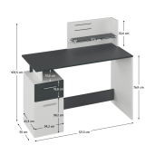 Birou DTD alb grafit Platon 121.5x55x109.5 cm