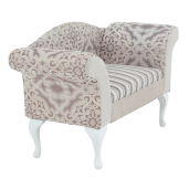 Canapea cu tapiterie textil crem gri si picioare lemn maro Fabricio 122x51x71.5 cm