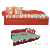 Canapea extensibila cu tapiterie textil portocaliu stanga Aga 197x78x75 cm
