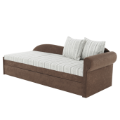 Canapea extensibila cu tapiterie textil maro bej model dreapta Aga 197x78x75 cm