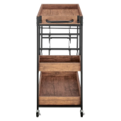 Carucior servire, suport sticla vin metal negru mdf stejar Portis 83x43x90 cm