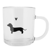 Set 6 cani sticla neagra transparenta Catelus 11x8x9 cm / 200 ml