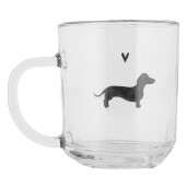 Set 6 cani sticla neagra transparenta Catelus 11x8x9 cm / 200 ml