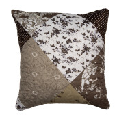 Fata perna textil maro negru alb matlasat Flowers 40x40 cm