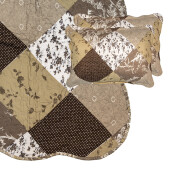 Cuvertura textil matlasat maro alb Flowers 180x250 cm