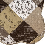 Cuvertura textil matlasat maro alb Flowers 180x250 cm