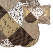 Cuvertura textil matlasat maro alb Flowers 230x250 cm