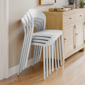 Scaun stivuibil plastic alb Radana 44x47x77 cm