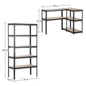 Raft pardoseala mdf stejar metal negru Radman 90x40x180 cm